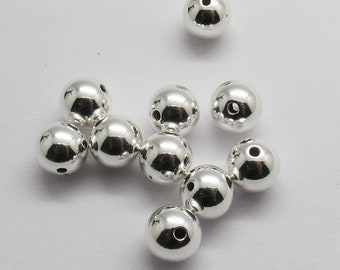Cuentas de plata de ley 925, bolas de plata redondas hechas a mano de 8mm, cuentas para hacer joyas, 4 piezas