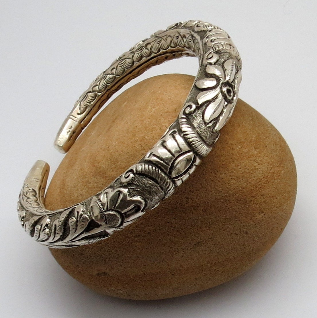 925 Sterling Silver Bangle Bracelet Snake Handmade Tribal