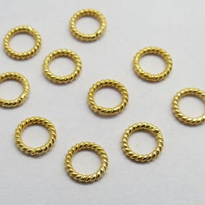 10 Pieces Jump Rings Closed 22K Gold Vermeil 925 Sterling Bali Silver Links 6mm Twisted Wire Jump Ring Bright