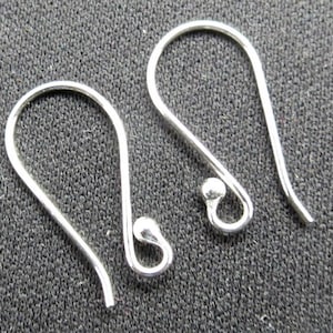 10 Pieces Bright 925 Sterling Silver Dot Ball Earring Hook French Ear Wire 19mm Long
