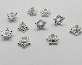 10 Stück 925 Sterling Silber Perlen Kappe Bali Silber Perlen Spacer Kappe Stern Kappe 6mm