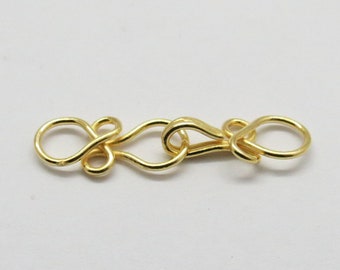 1 Piece 925 Sterling Silver Clasp Hook Bali Silver Beads 22K Gold Vermeil Clasp Hook Necklace End Clasp Hooks