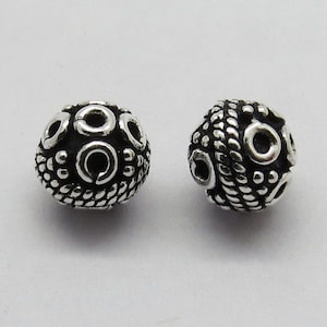 4 Pieces 925 Sterling Silver Beads Bali Silver Beads 7mm Round Handmade Beads Jewelry Making Beads