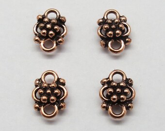 4 piezas de espaciadores de cuentas de cobre, enlaces, hallazgos, conectores, cuentas para hacer joyas, hechas a mano, 11 x 8 mm de largo