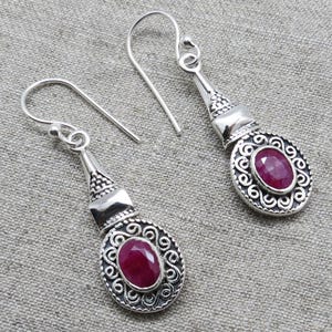 925 Sterling Silver Earrings Natural Gemstones Earrings 4cm Long Earrings 01 Pair