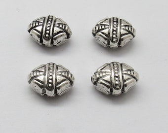 4 Piezas Cuentas de Plata de Ley 925 Cuentas de Plata Bali 12x10x6 mm de Largo Cuentas para Hacer Joyas