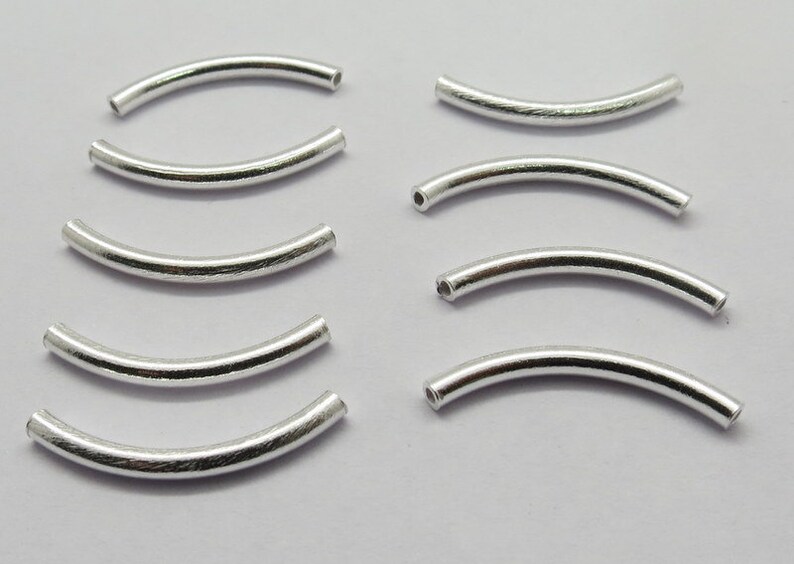 10 Pieces 925 Sterling Silver Beads Curved Tubes Beads 20 Mm Etsy