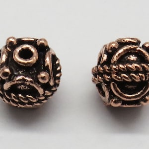 4 Pieces Copper Beads Round Beads 9 x 9.5mm Handmade Copper Beads Antique Beads