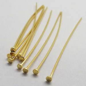 22K Gold Headpins 925 Sterling Silber 22 Gauge Wire Vergoldet Flacher Kopf 50mm Lange Bali Silber Headpins