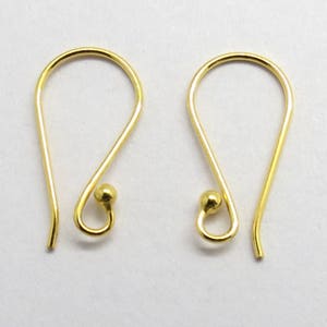10 Stück 22K Gold Vermeil 925 Sterling Silber Dot Ball Ohrring Haken Französischer Ohrdraht 19mm Lang