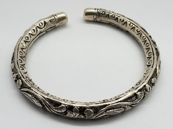 925 Sterling Silver Bangle Bracelet Snake Handmade Tribal