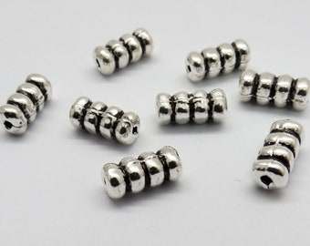 10 piezas de cuentas de plata de ley 925, cuentas de plata Bali de 11x5mm de largo, cuentas para hacer joyas