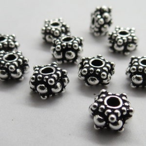 6 Pieces 925 Sterling Silver Bali Beads Spacer Beads 8mm Round