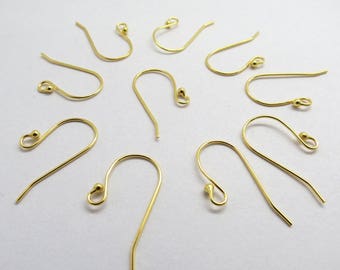 10 Pieces 22K Gold Vermeil Over Sterling Silver Ear wire, Earring Hook, 23 mm Long Dot Ball Earwire French earring hook