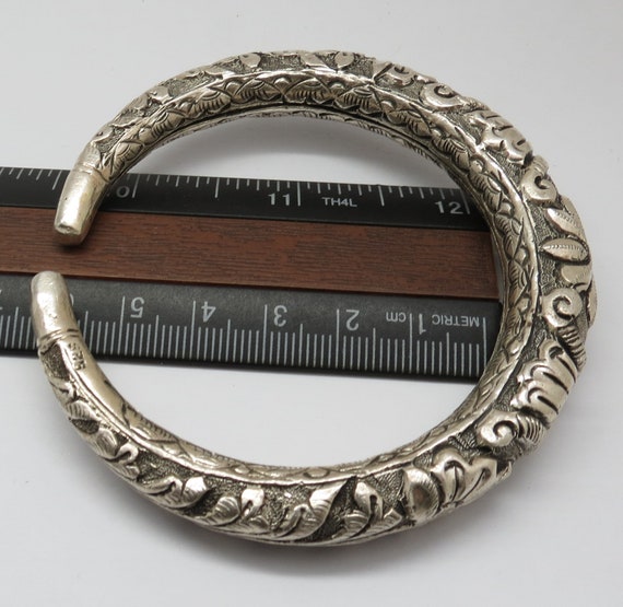 925 Sterling Silver Bangle Bracelet Snake Handmade Tribal Silver