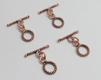 4 Stück Knebelverschluss Haken Kupfer Knebel 10mm Rund Handgemachter Verschluss Haken Reines Kupfer
