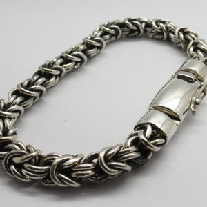925 Sterling Silver Bracelets Bali Silver Bracelet Braided Chain Bracelet  21 cm Long Handmade Solid Silver Bracelet