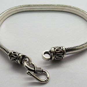 925 Sterling Silver Bracelets Bali Silver Snake Chain Silver Bracelet  6mm Wide 19,20, 21cm Long