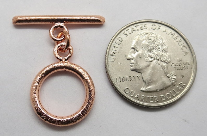 1 Piece Toggle Clasp Hook Solid Copper Toggle 16mm Round Brushed Copper Toggles Jewelry Making Supplies