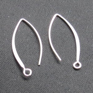 10 Pieces Earring Hook 30 mm Long Marquise Shape 925 Sterling Silver Ear Wire 21 Gauge