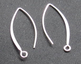 10 Pieces Earring Hook 30 mm Long Marquise Shape 925 Sterling Silver Ear Wire 21 Gauge