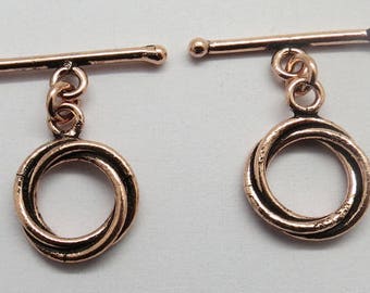 2 Pieces Toggle Clasp Copper 15mm Round Pure Copper Beads Findings Clasp Hook Jewelry Making Supplies