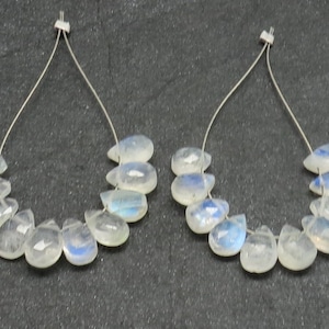 Natural Gemstone Rainbow Moonstone Teardrop Beads Briolettes Facetadas 10 Piezas