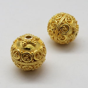 2 stuks 22K goud Vermeil 925 sterling zilveren kralen 12mm ronde handgemaakte sieraden maken kralen