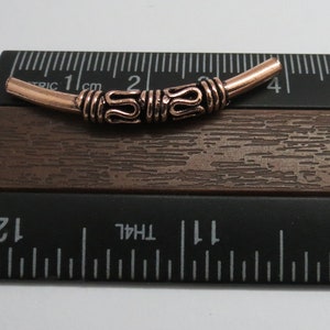 2 Pieces Copper Beads Curve Tube Bead Bar Bail Handmade 40mm Long image 2