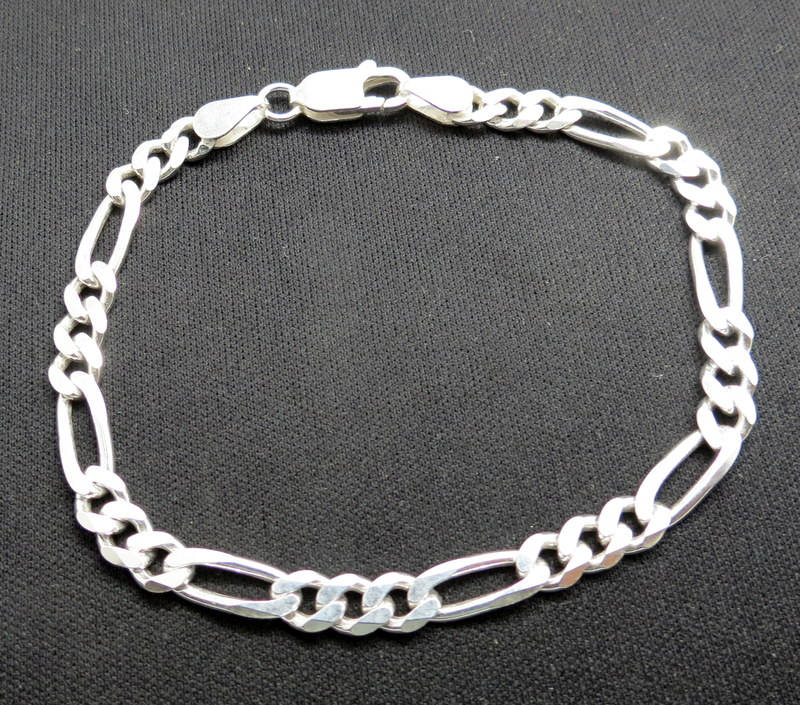 ブレスレット COOR Silver Curb Chain Bracelet 5JH878 Sterling Silver 8” Long, Flat Curb Link Chain Bracelet, New