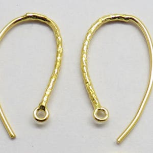 4 Stück Ohr Draht Haken 22K Gold Vermeil gehämmert strukturiert 925 Sterling Silber Ohrring Haken