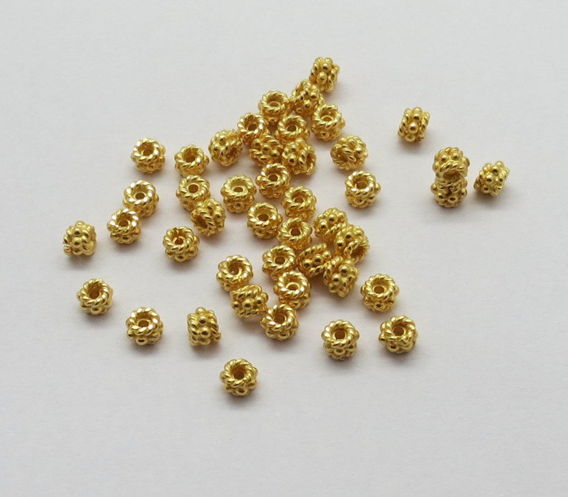 20 Pieces 925 Sterling Silver Beads Spacer 22K Gold Vermeil Etsy