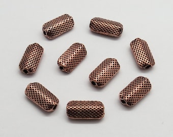 10 stuks koperen kralen Echte koperen kralen Sieradenbenodigdheden Kralen Handgemaakte koperen kralen 12 x 6 mm rechthoekige kralen