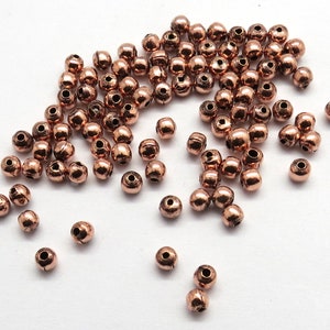 50 Pieces Beads Spacers Solid Copper Round Beads Jewelry Making Beads Spacers 3mm, 3.5mm