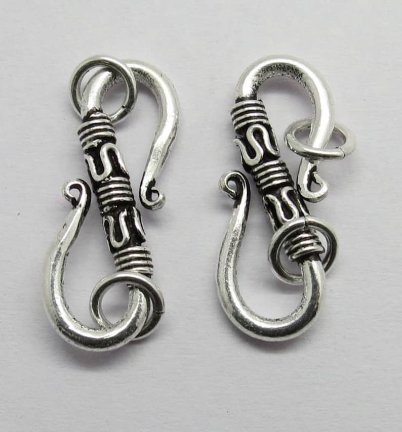 2 Pieces S Hook Clasps 925 Sterling Silver 25mm Long 15 Gauge Etsy