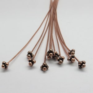10 Pieces Antique Copper Headpin 22 gauge wire 75mm Long Jewelry Making Supplies Copper Headpins