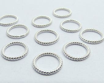 10 Pieces Jump Rings Closed 925 Sterling Bali Silver Links 10mm Twisted Wire Bright