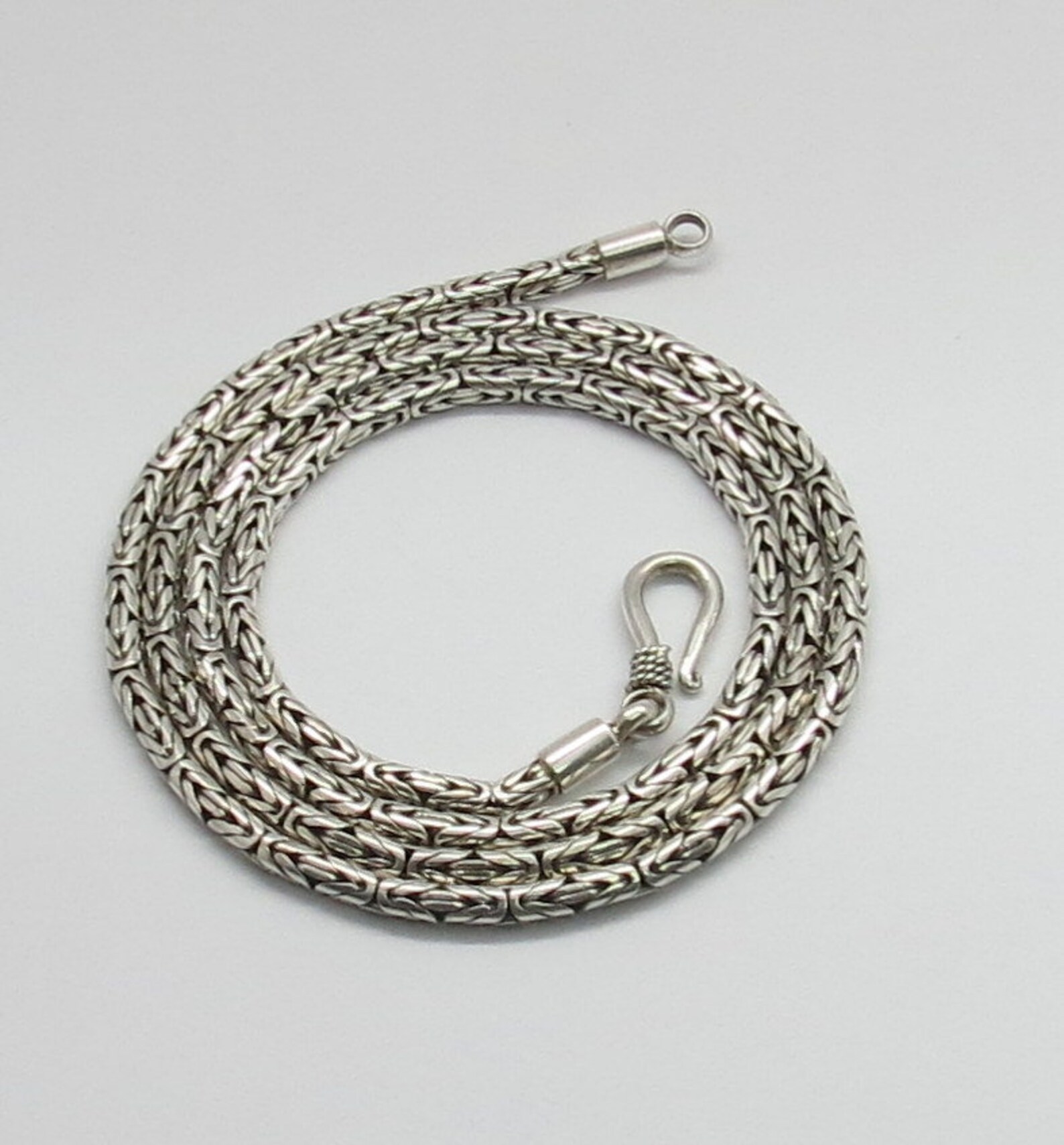925 Sterling Silver Chain Bali Silver Byzantine Chain 55 Cm Etsy