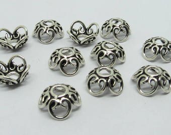 10 Stück 925 Sterling Silber Perlen 11,5mm Runde Perlen Cap Bali Silber Perlen Cap