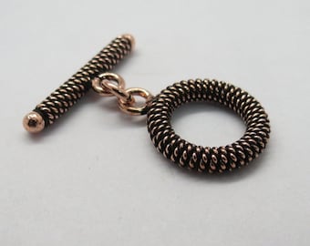 1 Stück Kupfer Toggle Verschluss Haken Massiv Kupfer Toggle 16 mm Rund Schmuckherstellung Lieferungen Handgemacht