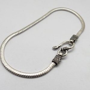925 Sterling Silver Bracelets Bali Silver Chain Silver Bracelet 20 cm Long Braided 3 mm Flat Silver Chain