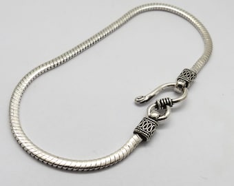 925シルバー 12mm メンズ編みチェーン バリハンドメイド スターリング