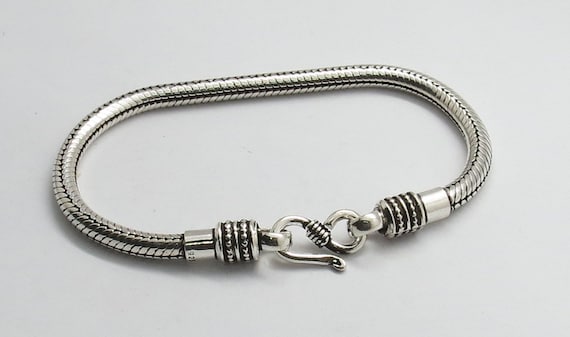 01 Piece Bracelets Bali Snake Silver Chain 8mm Round Chain 20 cm Long 