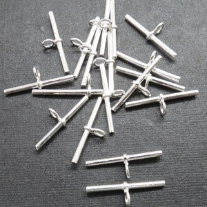 4 Pieces 925 Sterling Silver Toggle Pin Bar 25mm Long Clasp Bar Cuff links Jewelry Making Supply