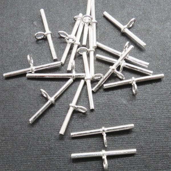 4 Pieces 925 Sterling Silver Toggle Pin Bar 25mm Long Clasp Bar Cuff links Jewelry Making Supply