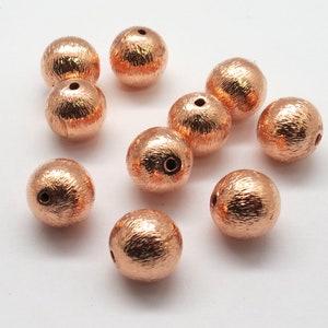 10 Pieces Copper Beads Copper Brushed Beads 10mm Round Handmade Copper Beads