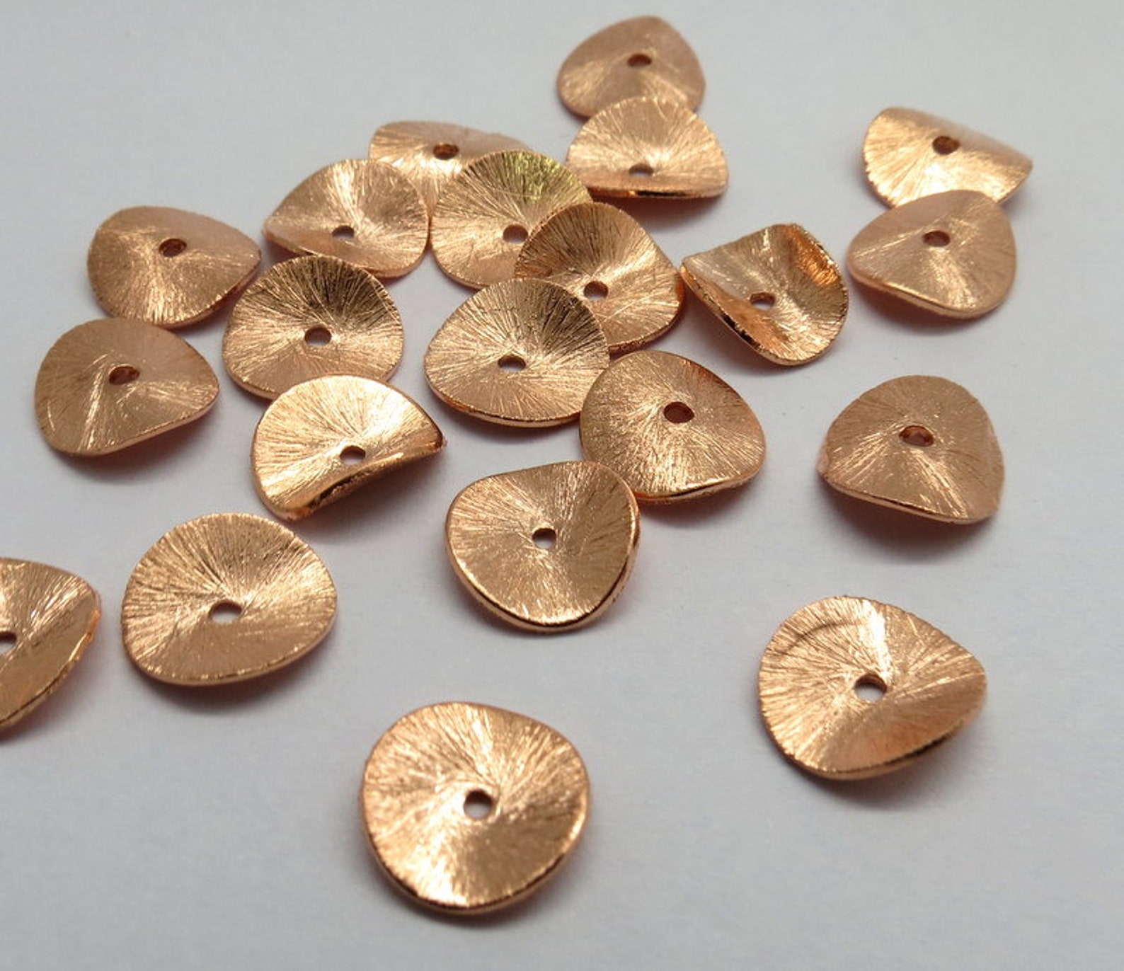 20 Pieces Beads Spacer Brushed Wavy Disc Beads Coin Copper Etsy