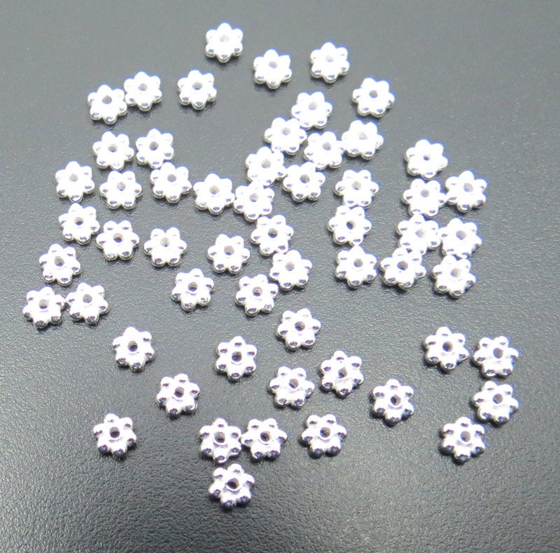 10mm Sterling Silver Round Flower Spacer Bead – Bali Focal Bead #3128