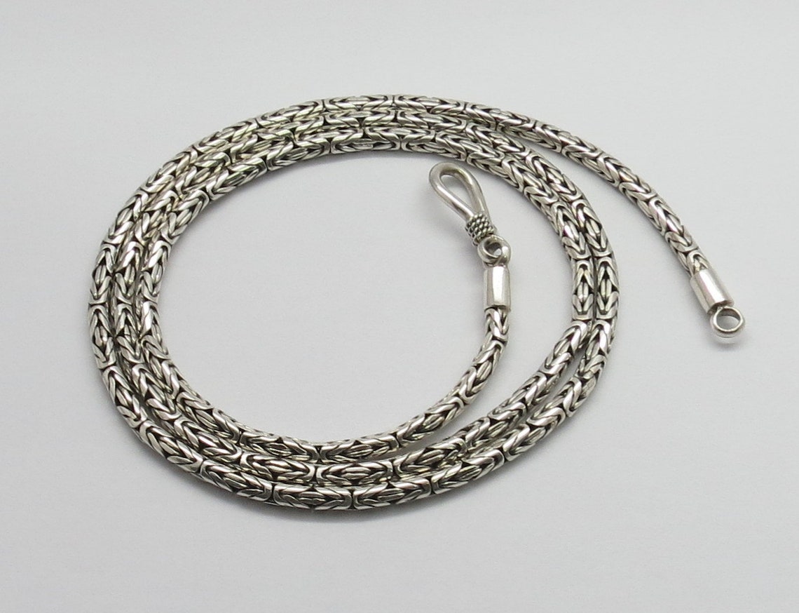 925 Sterling Silver Chain Bali Silver Byzantine Chain 55 Cm Etsy