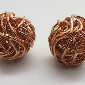 2 Pieces Copper Beads Copper Wire Wrapped Beads 12mm Round Beads